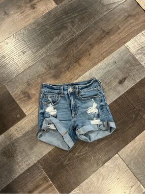 Aeropostale Light sz 000 Blue Distressed Rolled-Hem Denim Shorts